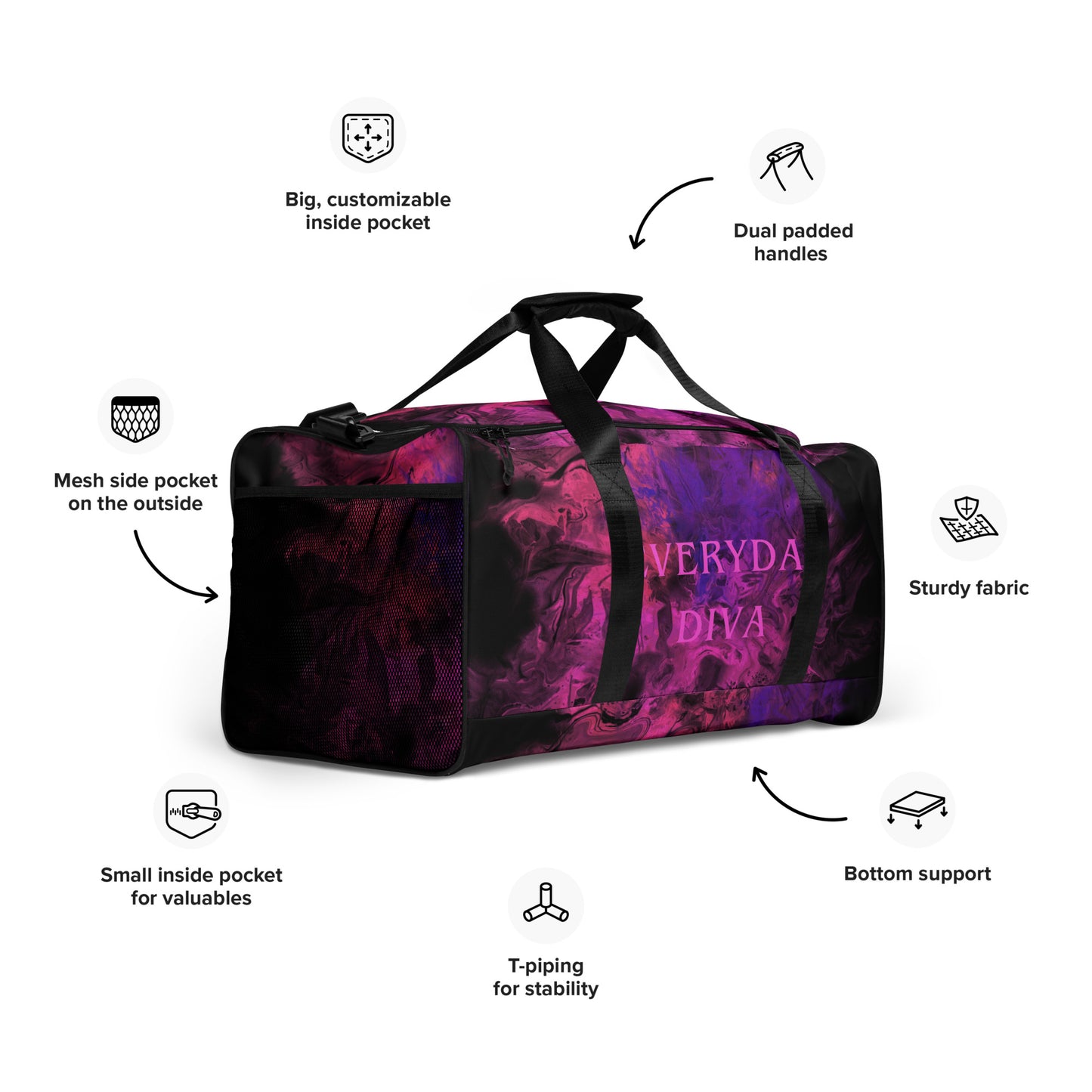 Diva Purple FireDuffle bag