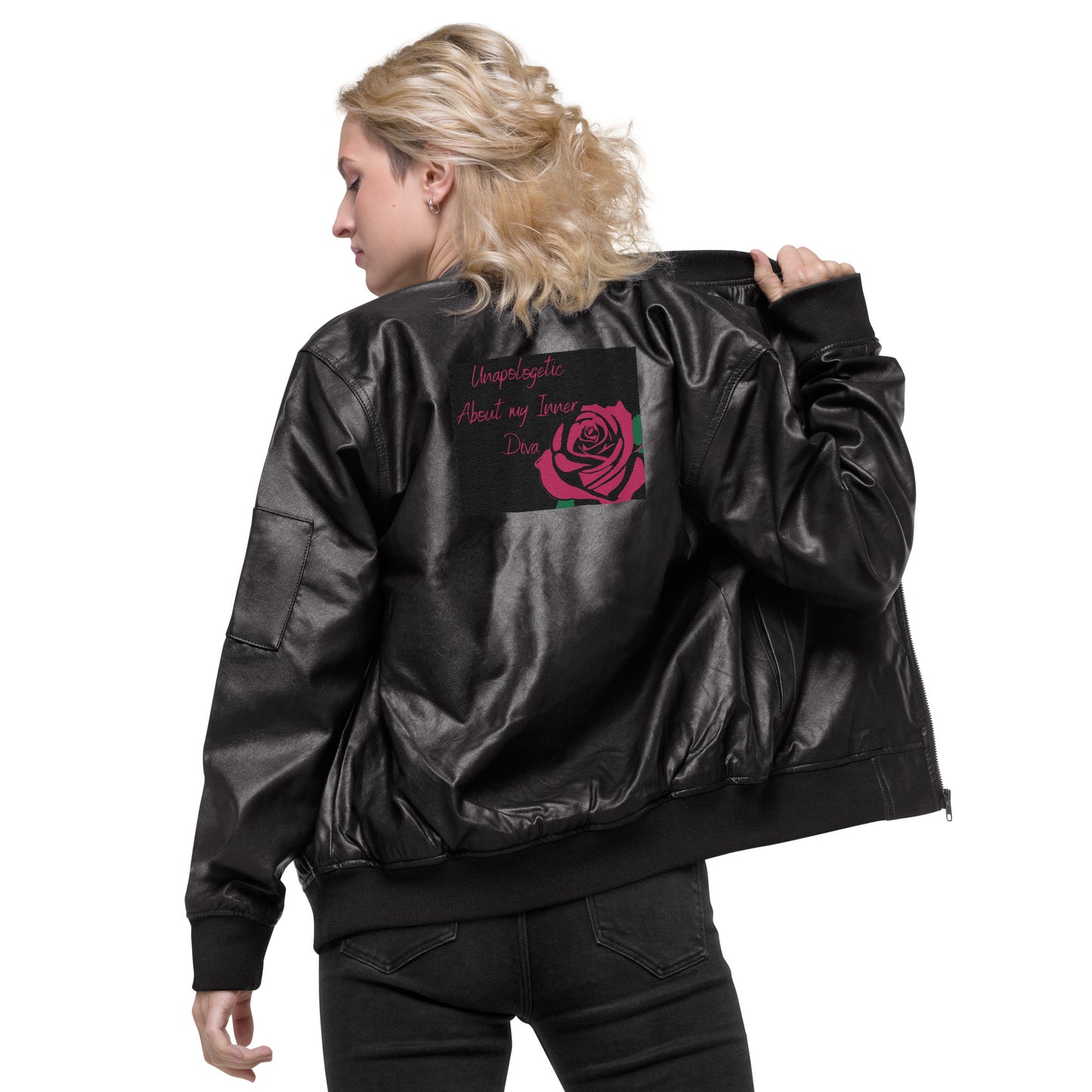 Everyday Diva (Pink) Leather Bomber Jacket