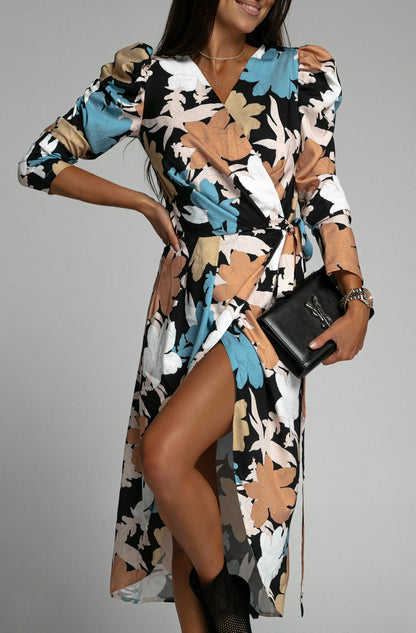 The Floral Wrap Mid Maxi Dress